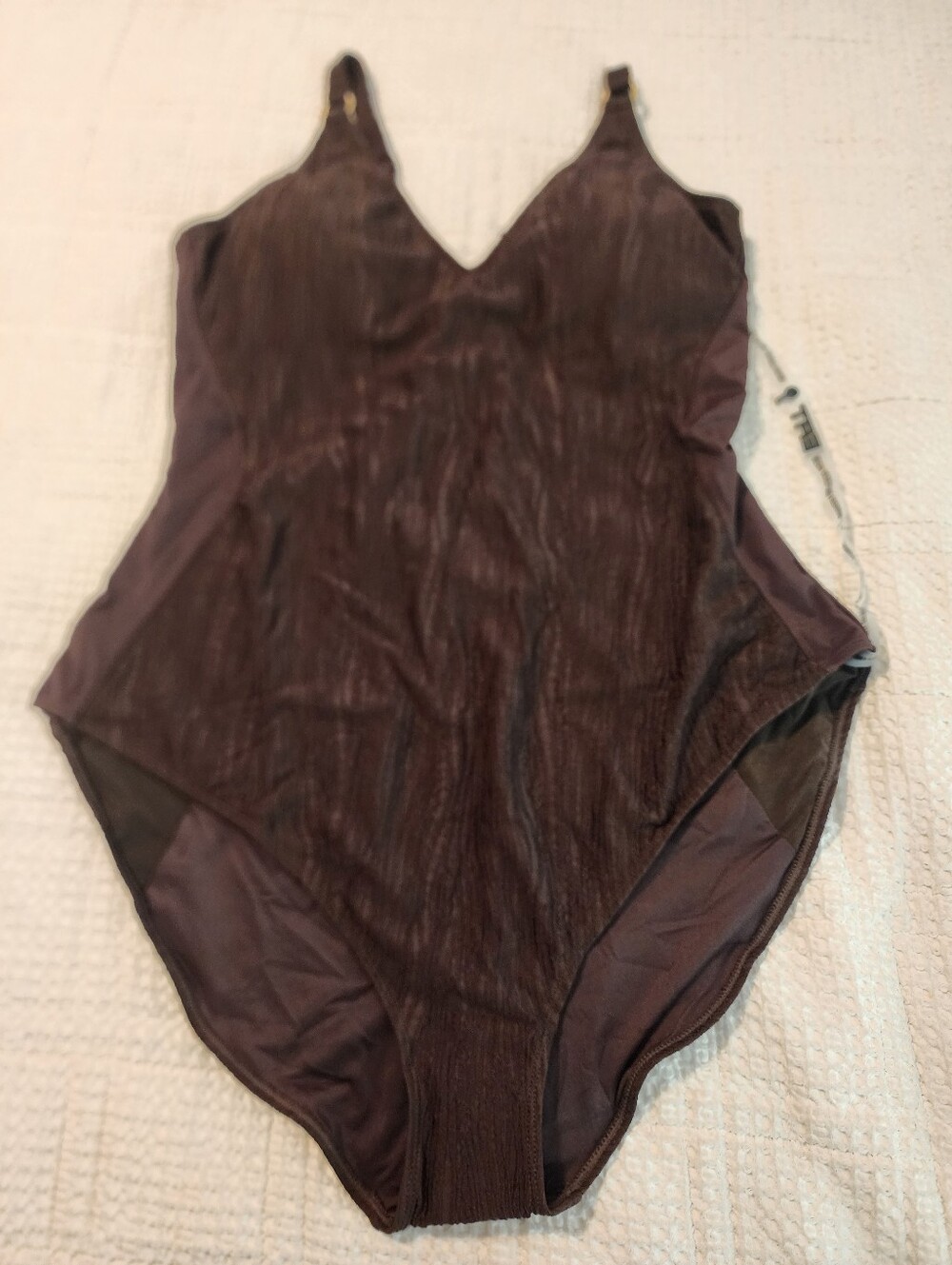TA3 Ridged Espresso V-neck Corset Back Shaping One Pc Swimsuit 4X 22/24 Snatched